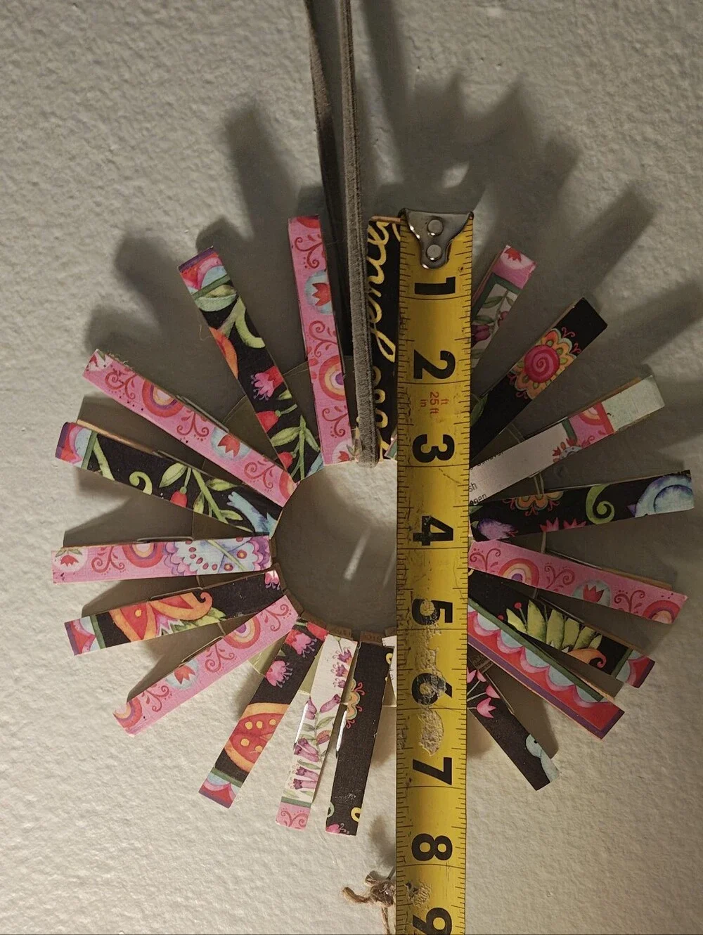 Handmade Floral Clothespin Wreath Art Circle Wall Decor